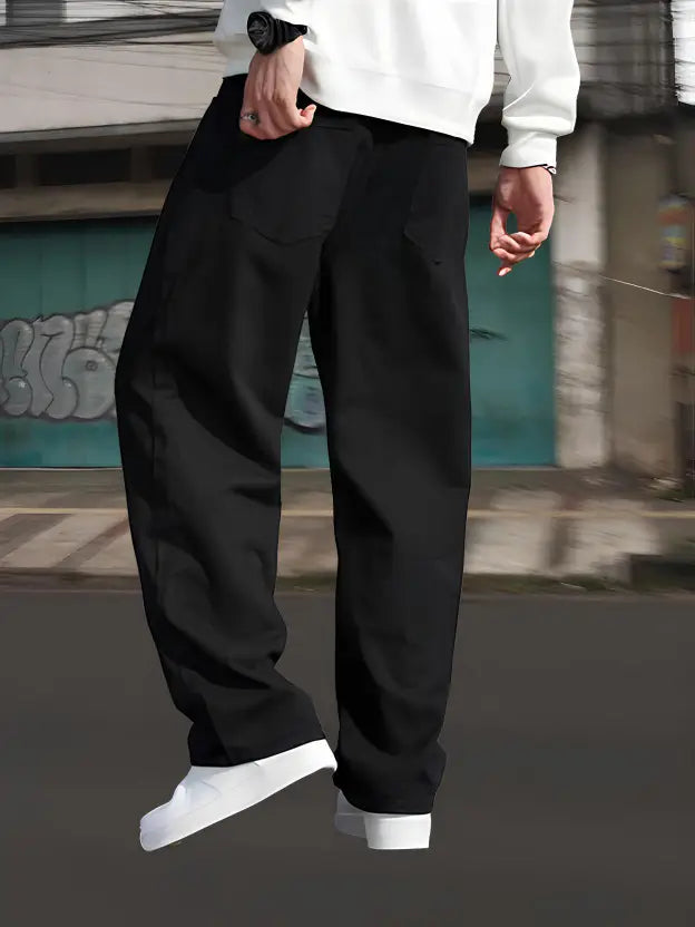 Men Relaxed Fit Mid Rise Black Jeans