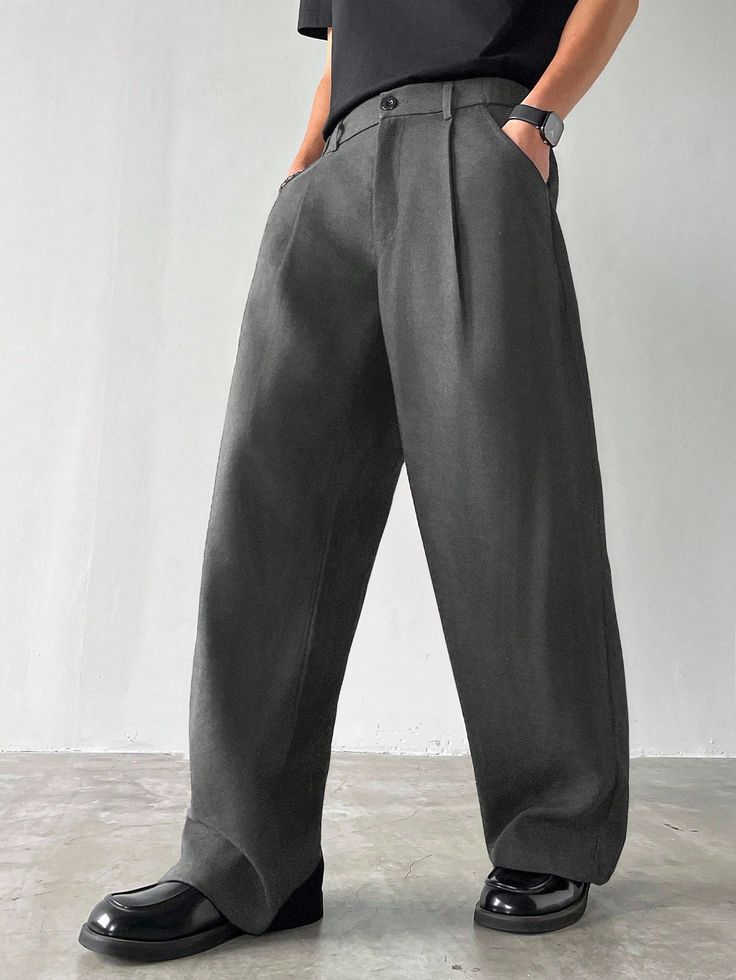 GenZ Wide-Leg Pleated Pants